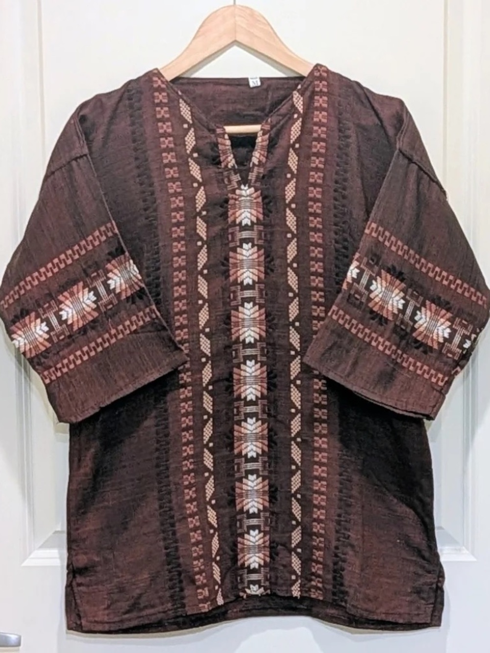 NWOT Artisan 100% Cotton Rust Red Tunic with Embroidery, Size M